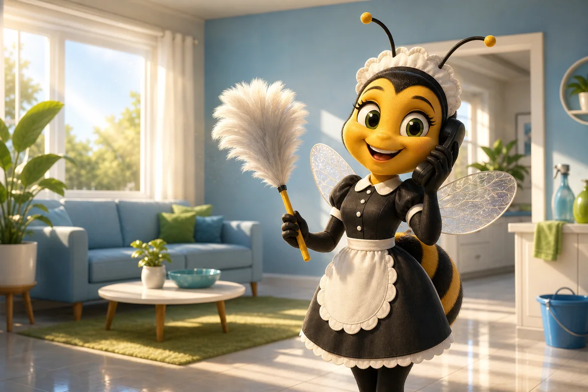 Cheerful SoCal Clean Bees assistant answering cleaning questions